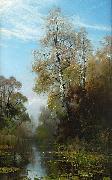 Mauritz Lindstrom Lake Scene in Autumn Sweden oil painting artist